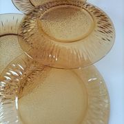 Set of 6 pressed glass dessert plates with sunflower motif Vereco