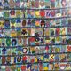 Native American tapestry, embroidered framed, colorful Mayan symbology, 84 cm