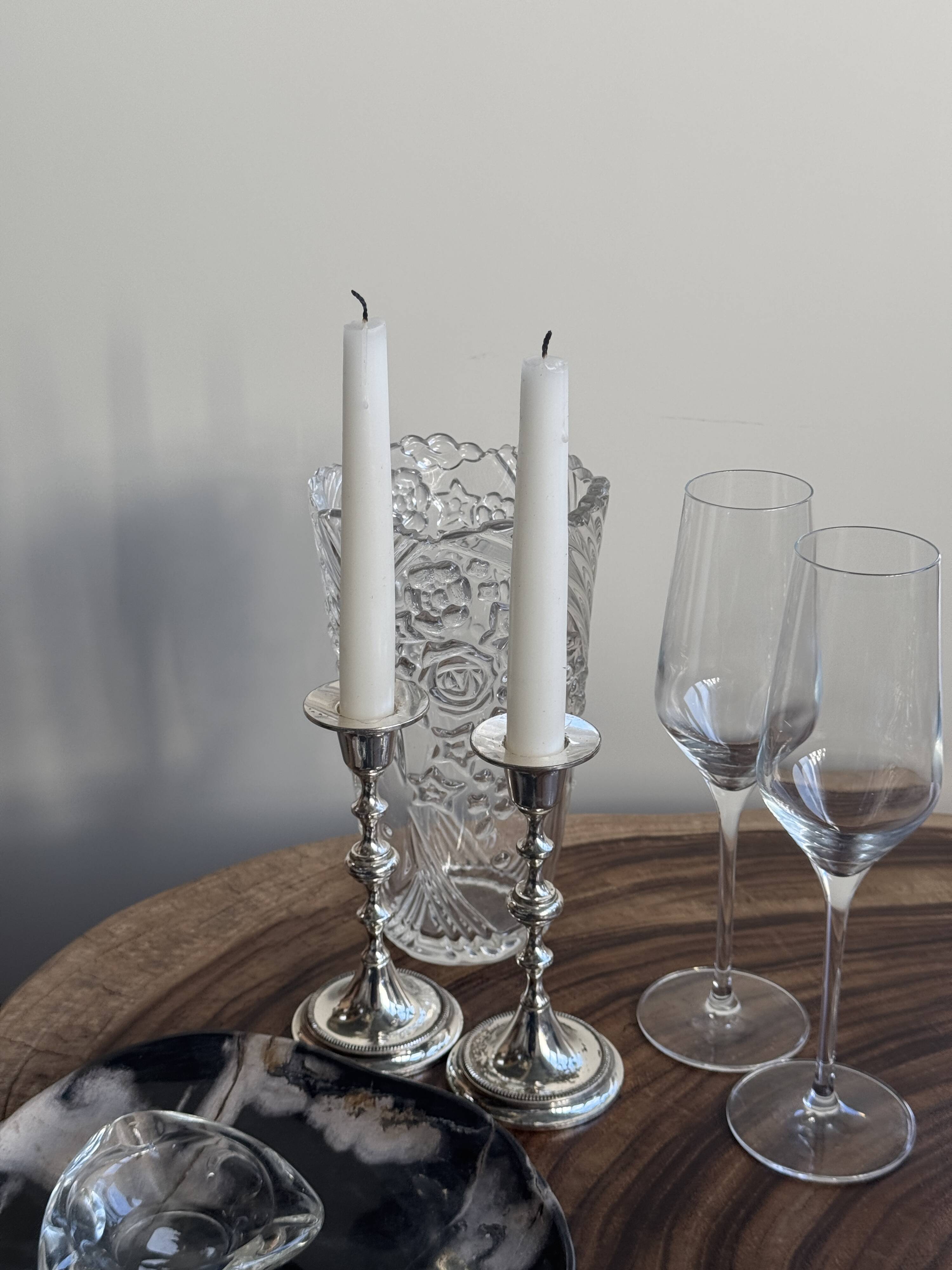 Pair of small silver candlesticks