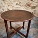 Vintage oak nesting tables set, round coffee table from the 1960s with two integrated side tables.