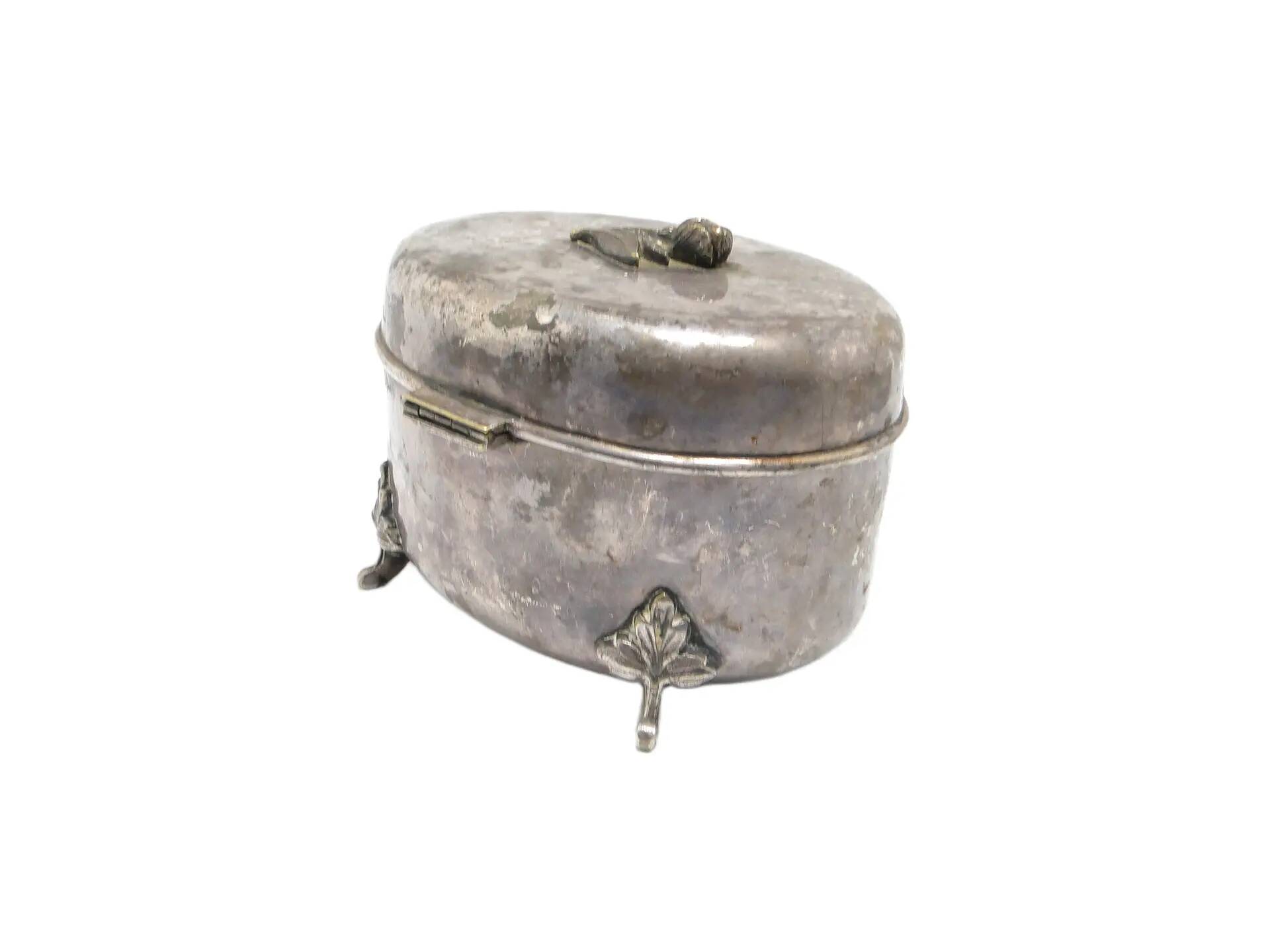 Art Deco sugar bowl, silver-plated brass, Fraget, Poland, 1920s.
