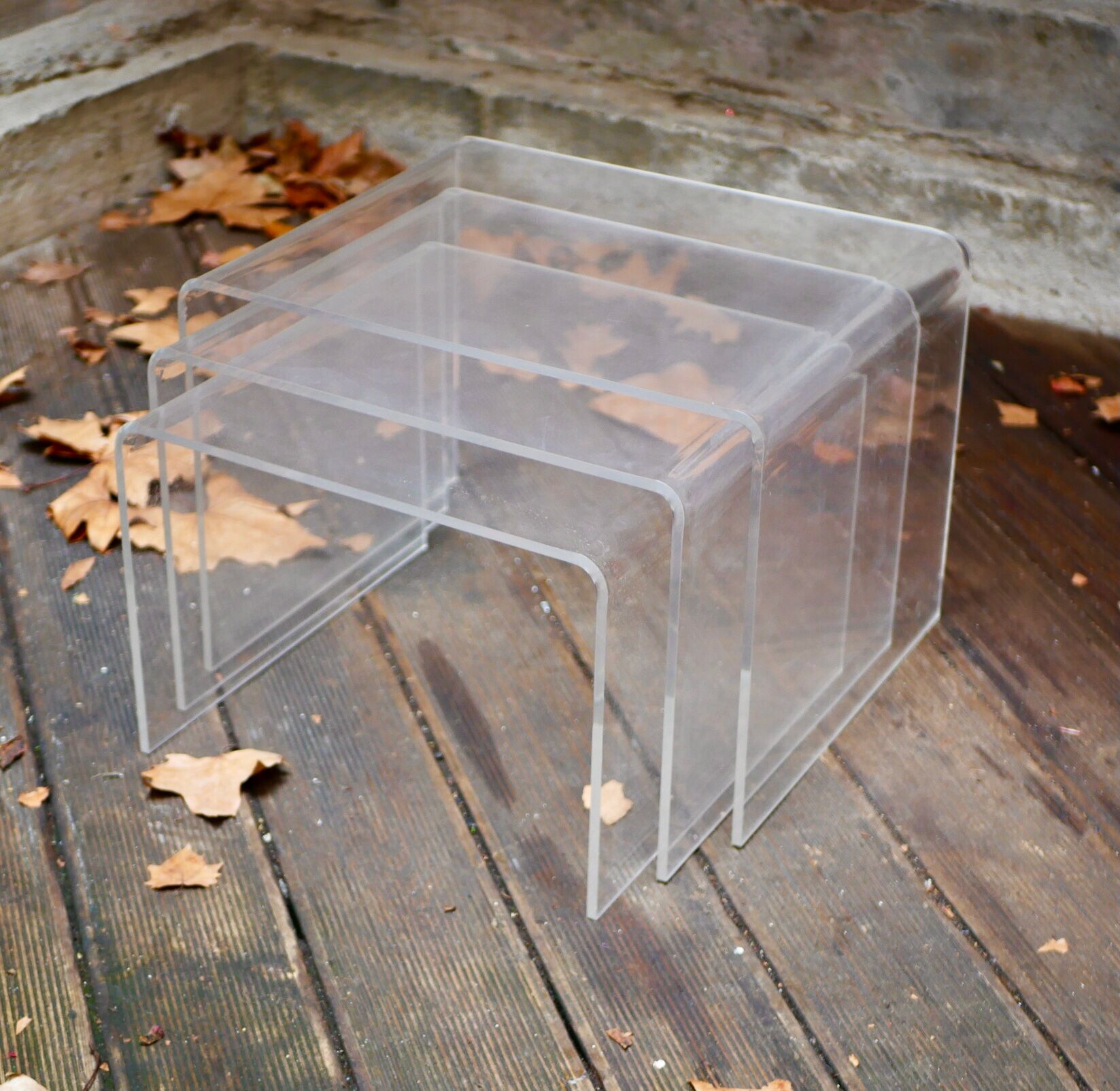 Trio of plexi trundle tables