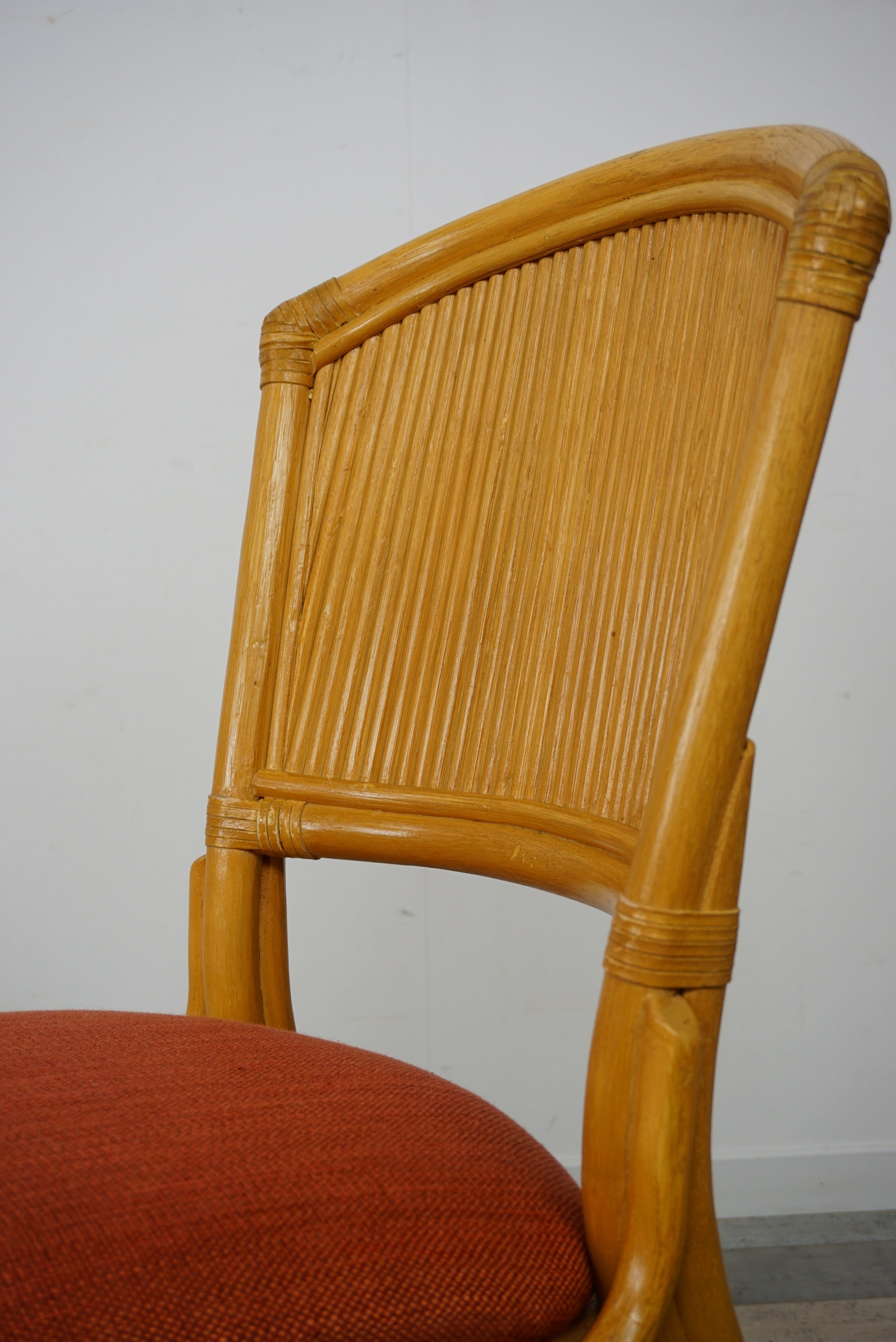 Suite of 4 chairs in Italian rattan design from the 60/70