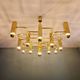 Geometric brass chandelier, design by Gaetano Sciolari, Boulanger, 1970.