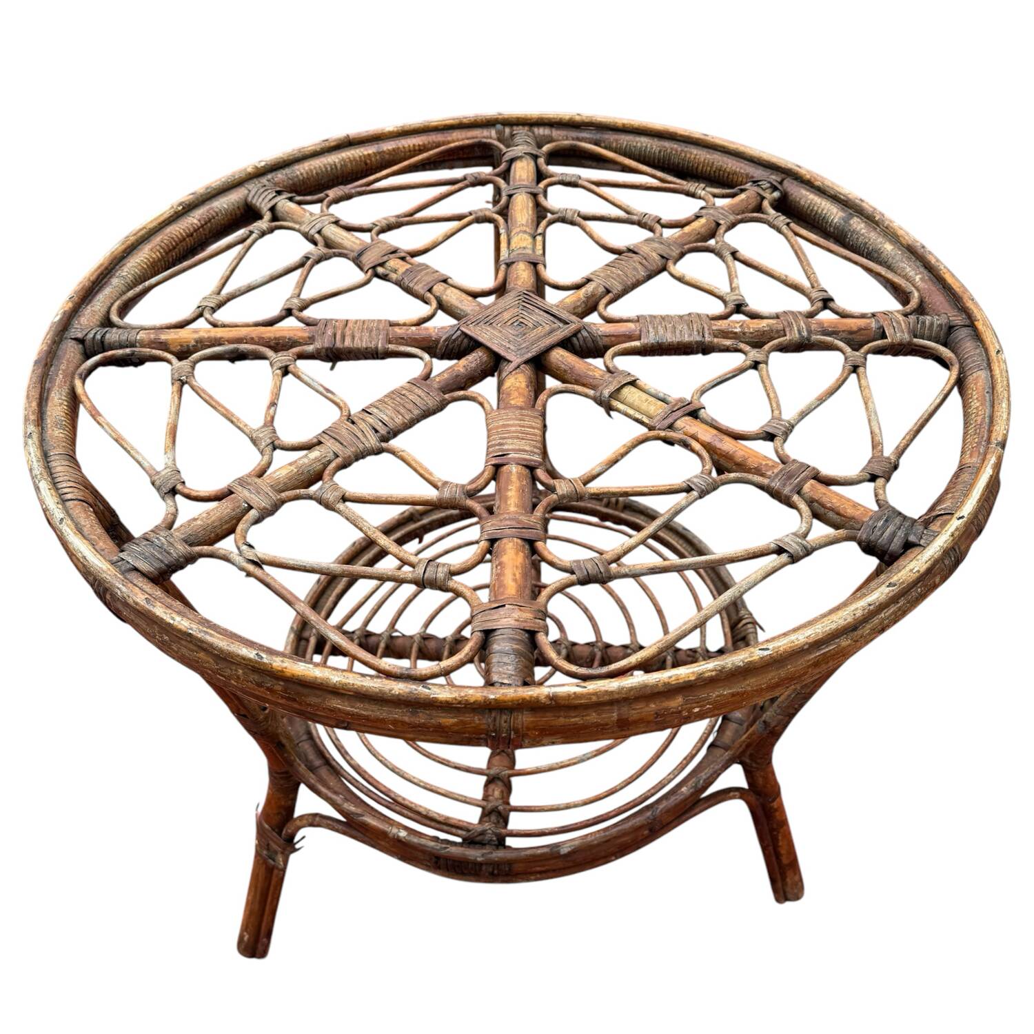 Rattan coffee table from the 50's Italy