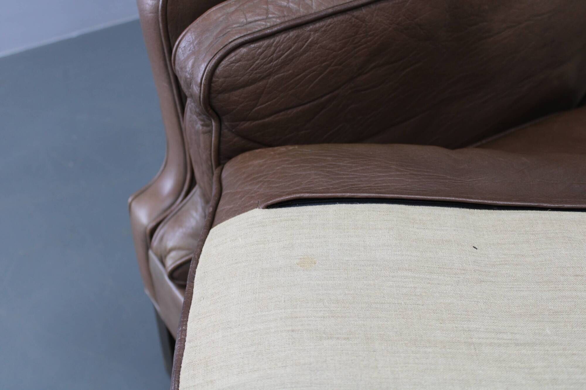 Danish mid-century three-seat brown leather sofa, 1970s