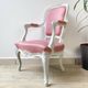 Pink Louis XV style convertible armchair in weathered wood for children