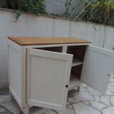 Buffet vintage Beige, plateau chêne.