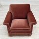 1970s, Danish armchair, salmon pink furniture velour, beech wood.