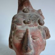 Large sculpture of Maya king Pakal's head, Mexico.