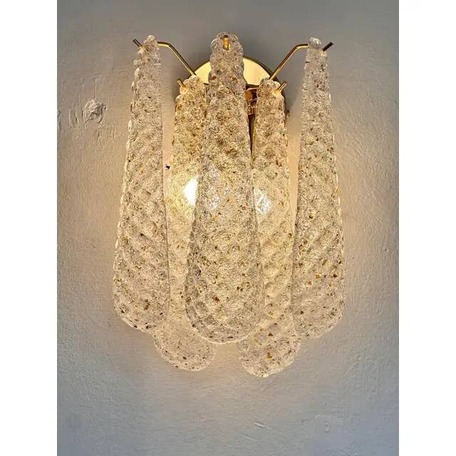 Applique murale en or italien avec verre Murano Conchiglie par Simoeng, ensemble de 4.