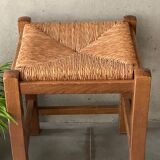 Wooden and straw stool