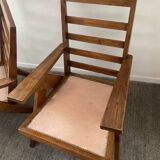 Pair of compass-legged armchairs, 1960s