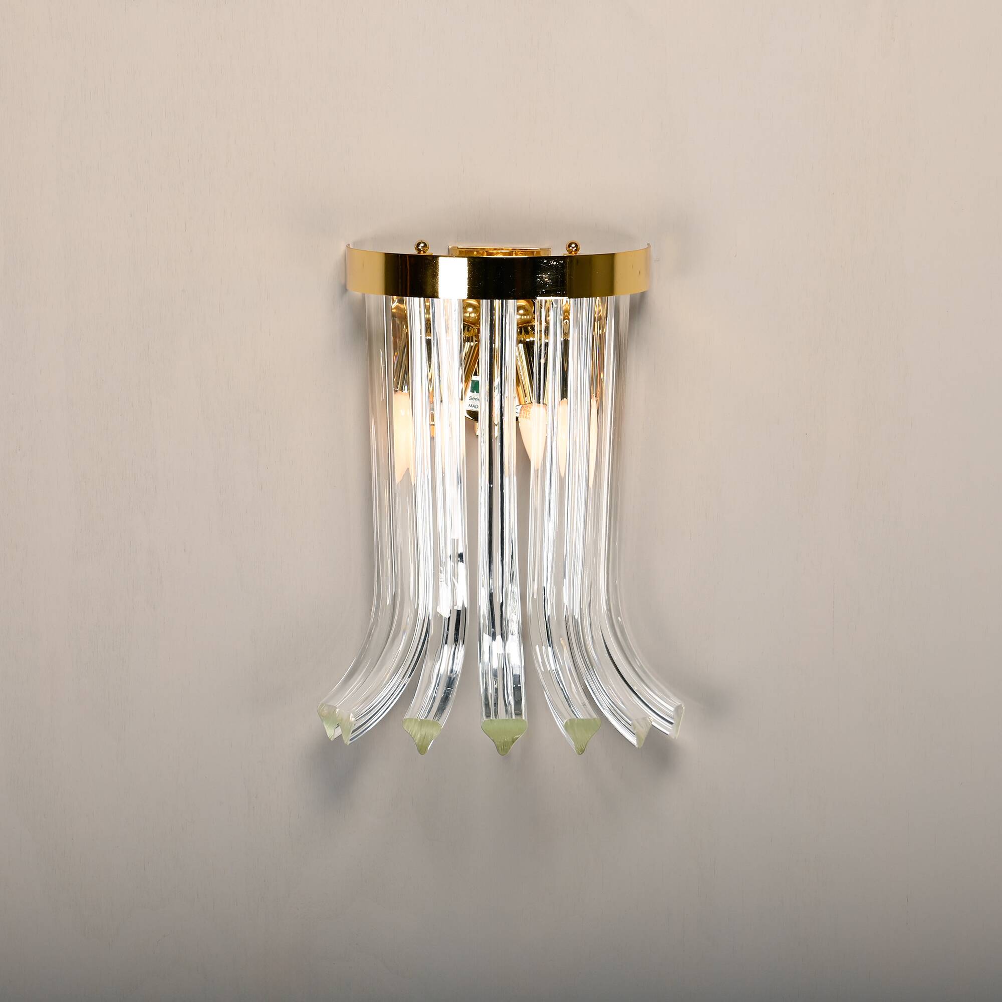 Wall lamps of brass and crystal glass by Novaresi, Italy 1970s