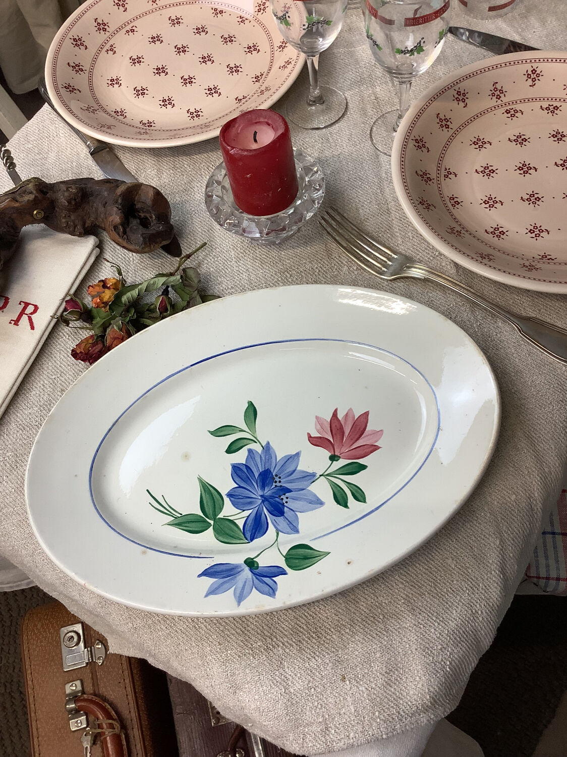 Old artisanal dish made in France Digoin Sarreguemines