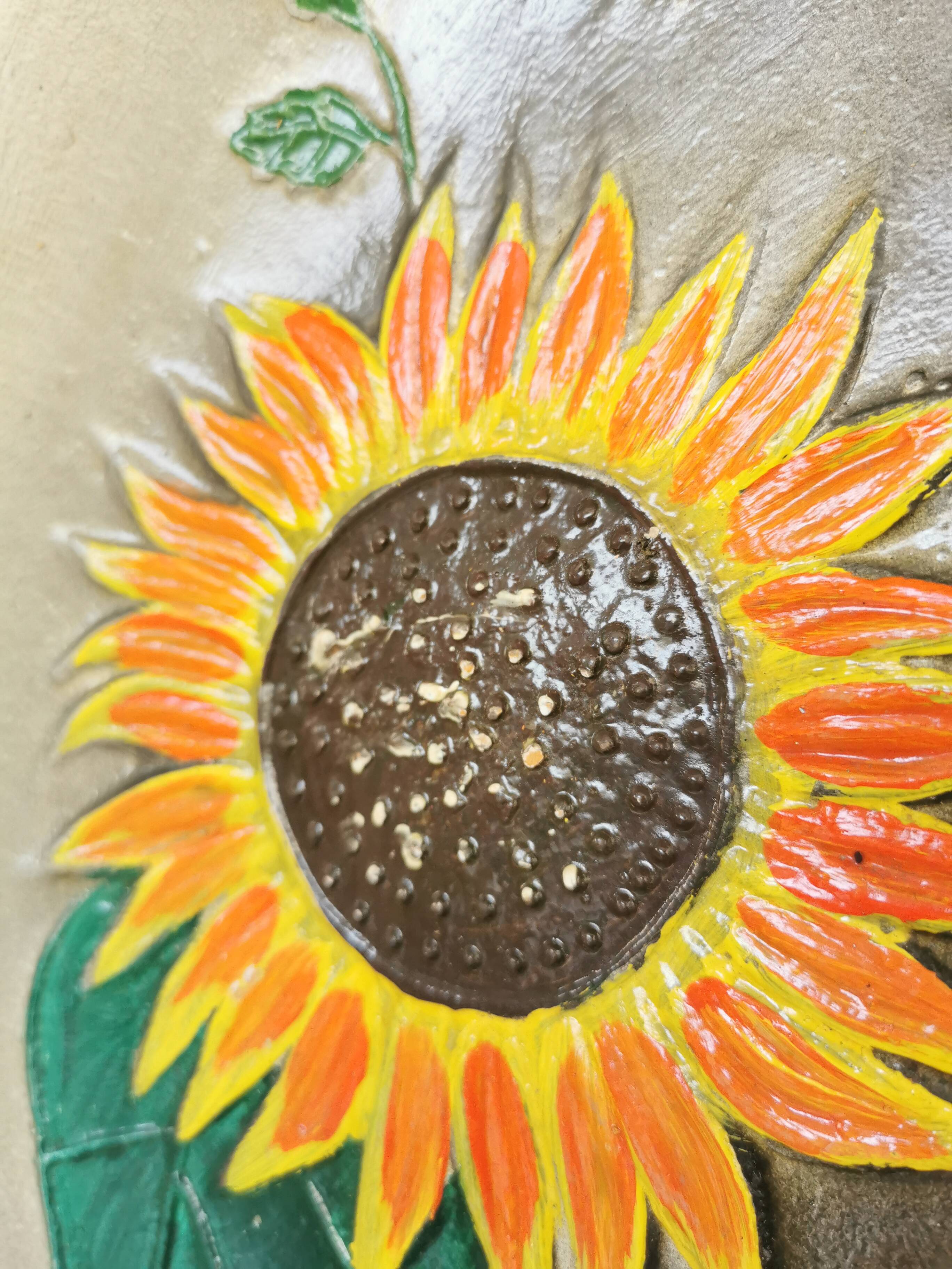 Vintage Hand-Painted Floral Clay Wall Plate - 1970s Yugoslavia