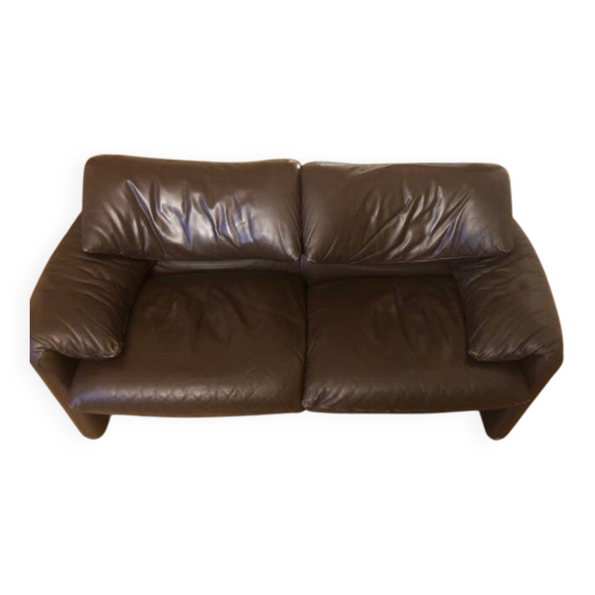2-seater Maralunga leather sofa from Cassina