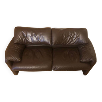 2-seater Maralunga leather sofa from Cassina