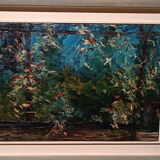 Huile sur toile titre "la pergola" signée années 1950/60 xxème siècle