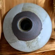 Magnificent Contemporary Cream Stoneware Round Vase – Signed Pierre Bernie
