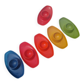 Set of 6 multicoloured vintage egg cups — Space Age pop design