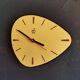 Vintage Formica clock silent asymmetrical wall pendulum "Yellow Japy"