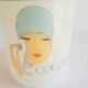 Old cotton bathroom pot in vintage opal year 1970