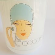 Old cotton bathroom pot in vintage opal year 1970