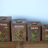 4 vintage wooden spice boxes 70s