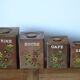 4 boîtes à épices en bois vintage années 70