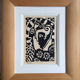 Jean-henri brossat (1946). the 3 faces. linocut.