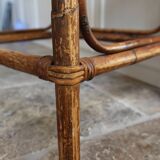 Vintage smoked glass bamboo table