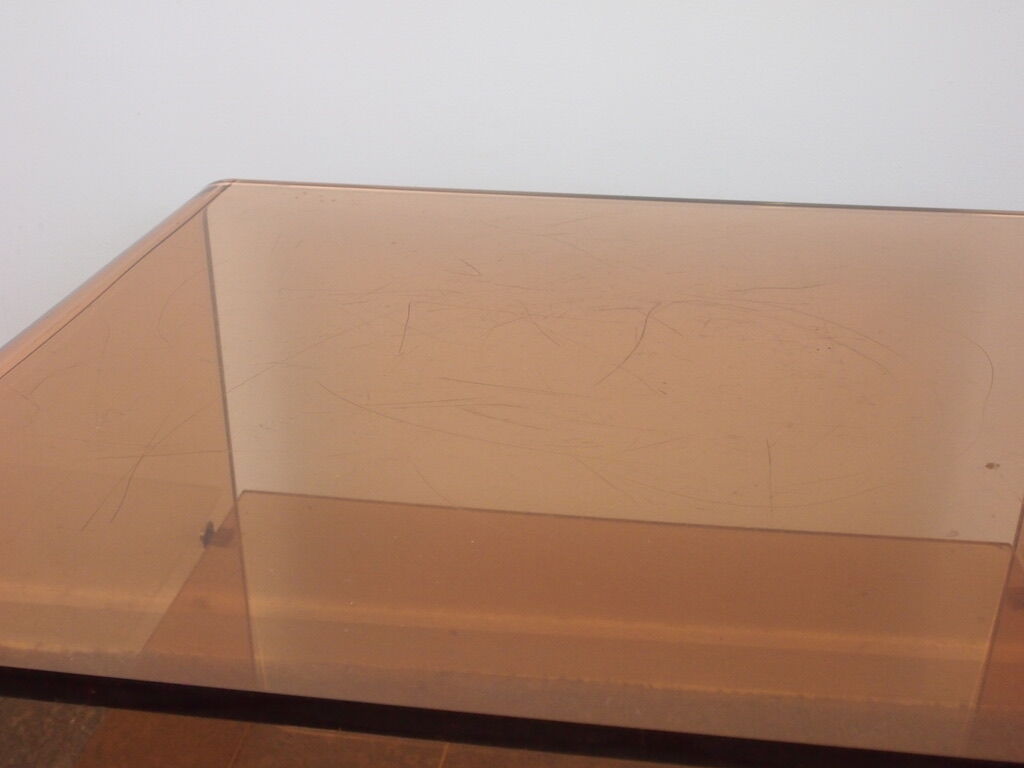 Pair of vintage smoked lucite perspex side tables
