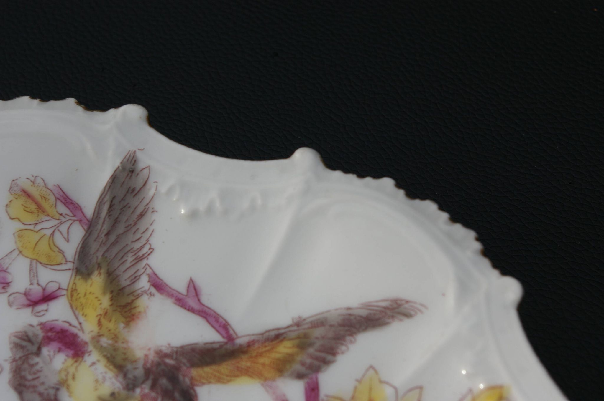 6 Limoges porcelain dessert plates 1900 - Bird decor