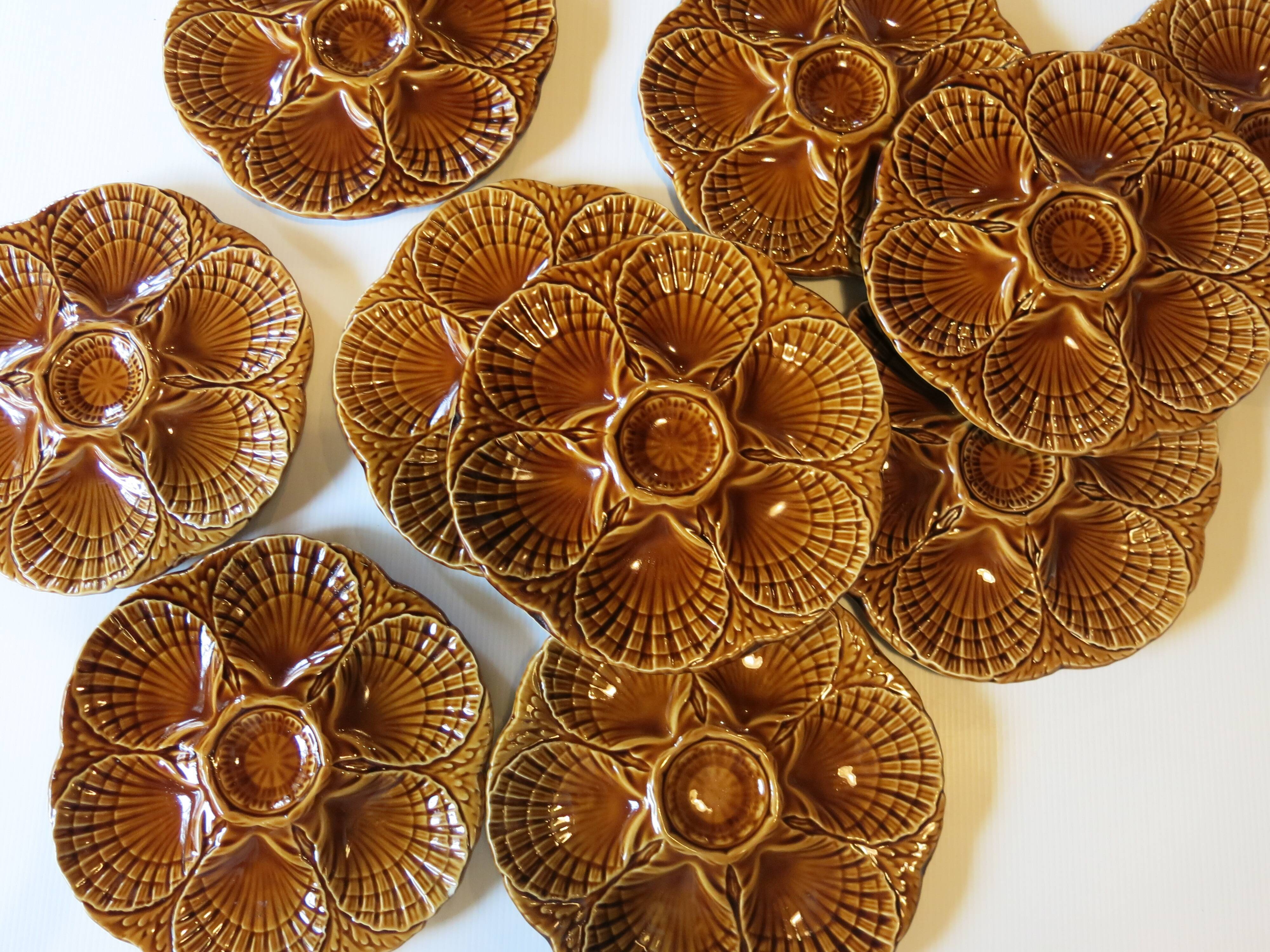 10 Sarreguemines oyster plates in very good condition