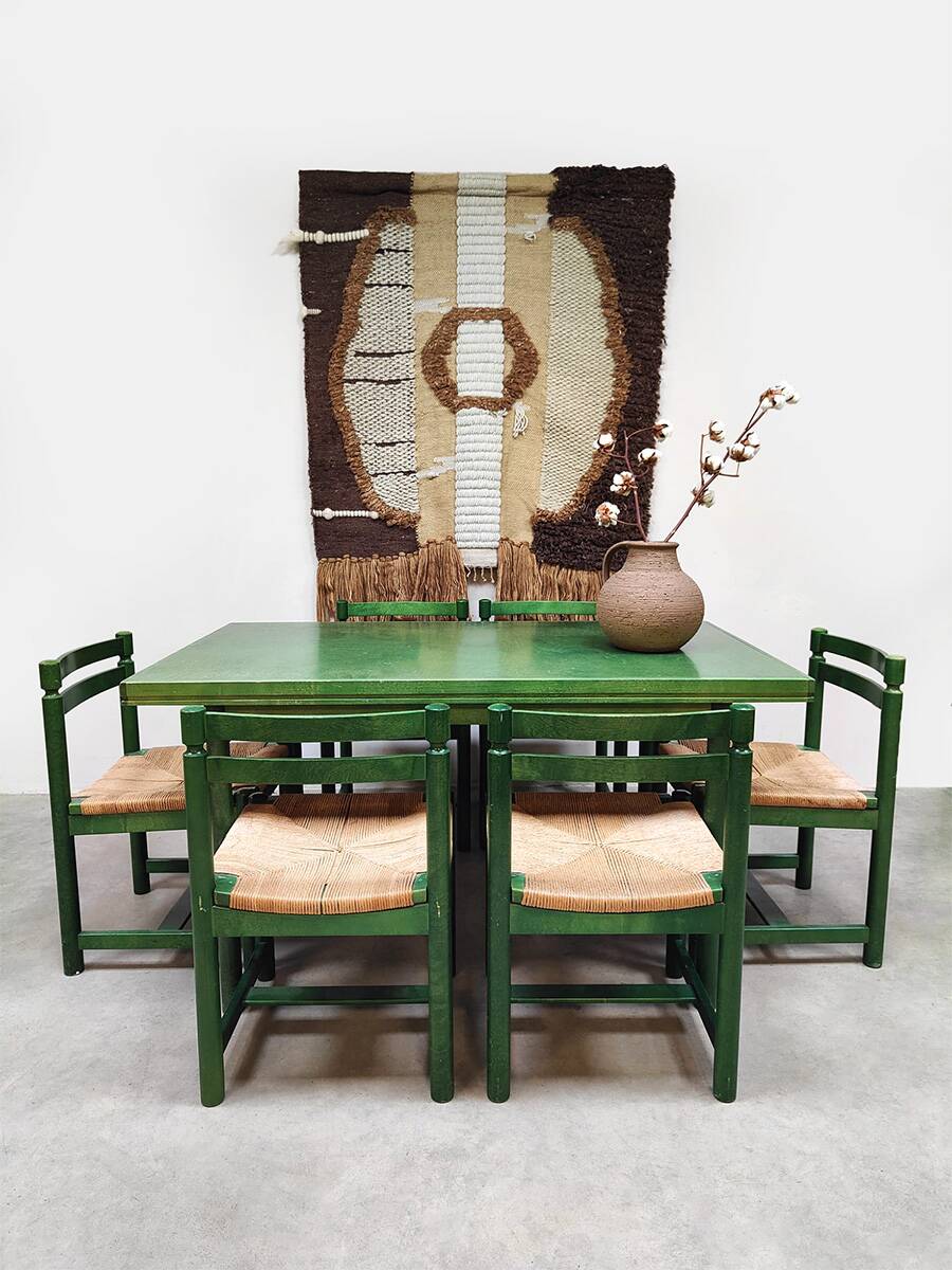 Vintage wooden dining set table & chairs Asko