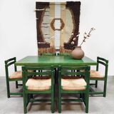 Vintage wooden dining set table & chairs Asko