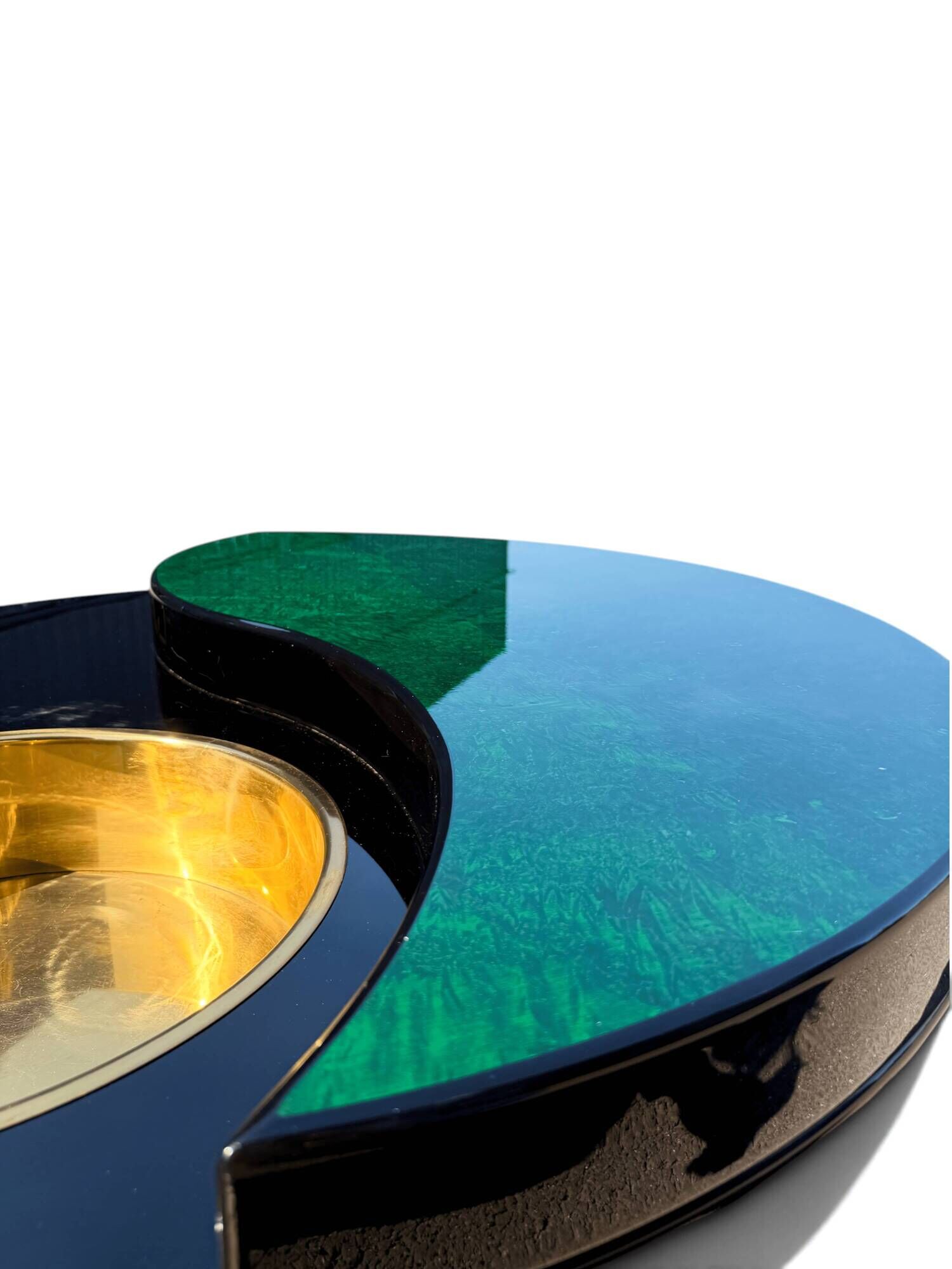 Rotating coffee table Yin Yang by Willy Rizzo, brass, 1970s