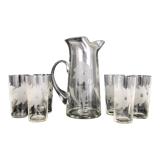 Orange service, vintage crystal water service. Year 50