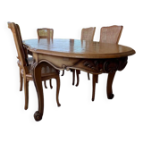 Louis xv table and chairs wood & marble