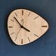 Vintage formica clock silent asymmetrical wall pendulum "Japy wood"