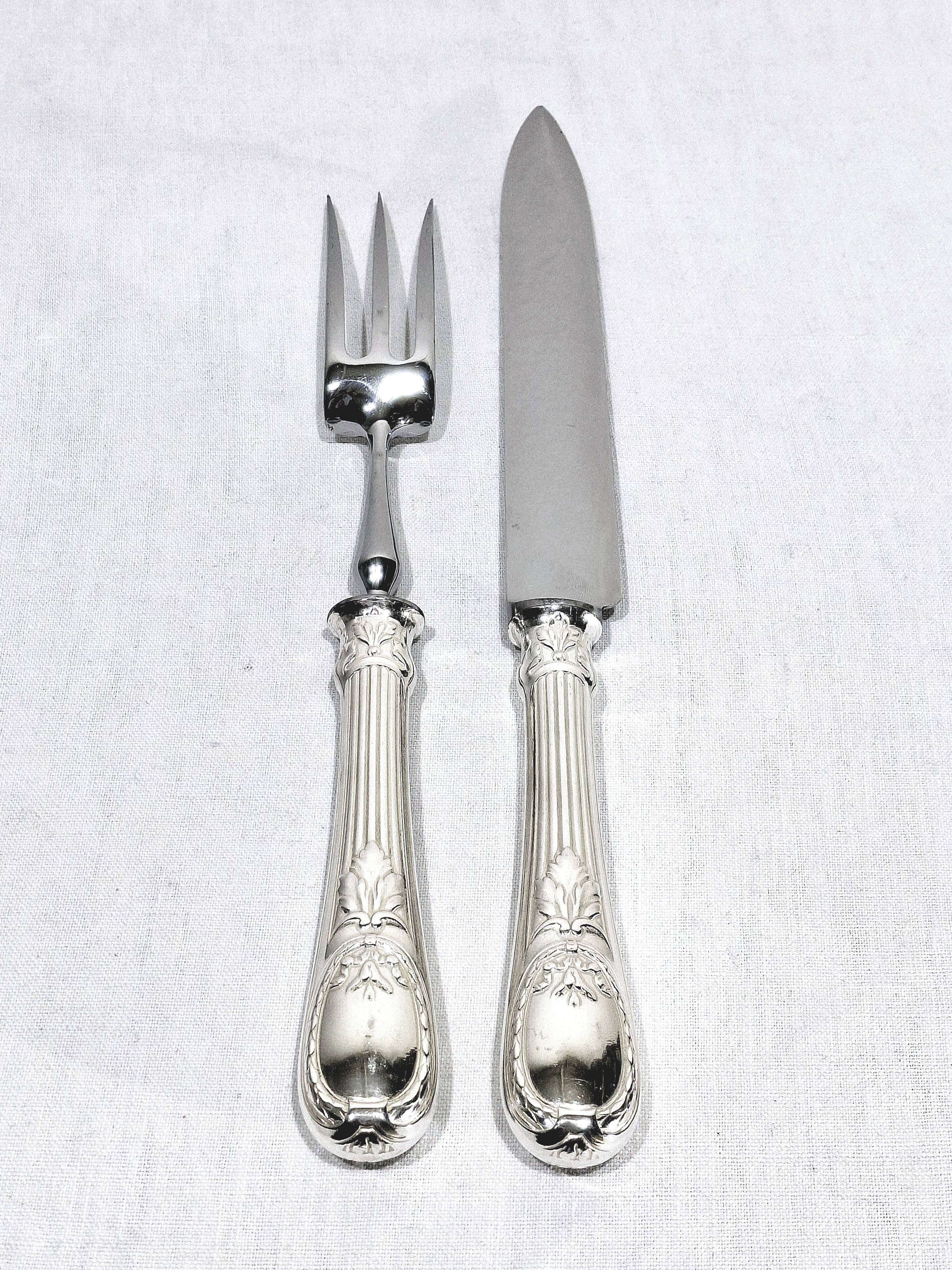 Christofle Cutlery Set - Trianon Model - 155 Pieces, Silver-Plated Metal