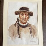 2 portraits aquarelle tableau signé Robert Hemmings