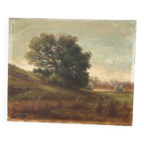 Painting Animated Landscape signed Abelin 1910 – Oil on canvas