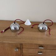 Set of 2 Vintage Topan style pendants - Danish design lamps - Space age sty