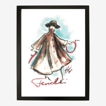 Dessin de karl lagerfeld pour fendi