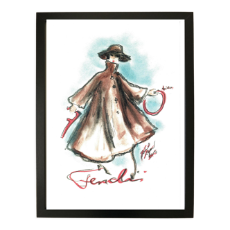 Dessin de karl lagerfeld pour fendi