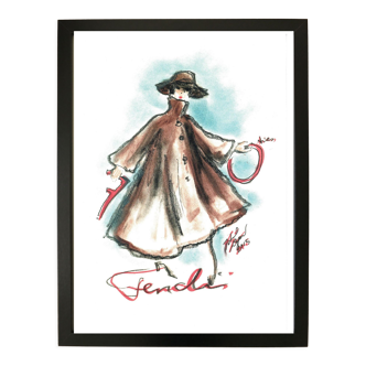 Drawing by karl lagerfeld for fendi