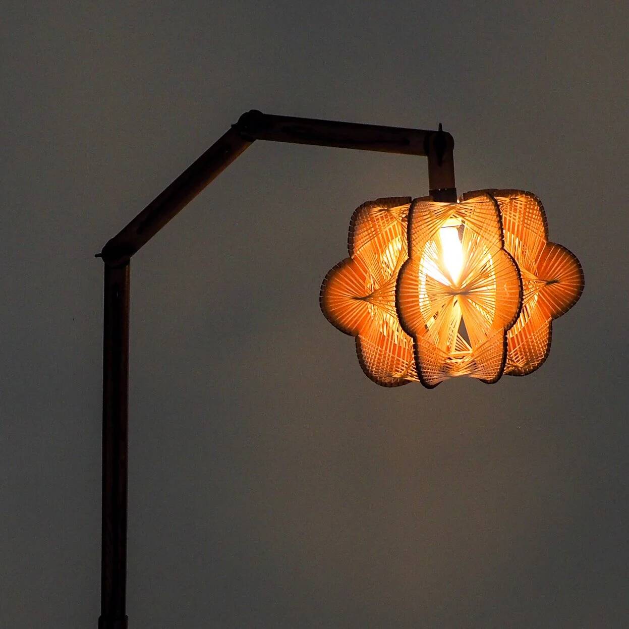 Vintage Danish floor lamp with woven shade