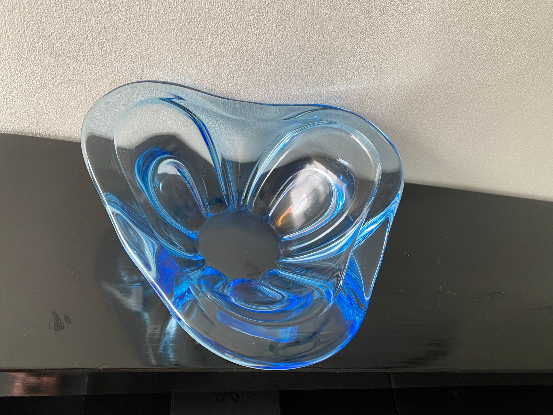 Large light blue Murano fruit bowl